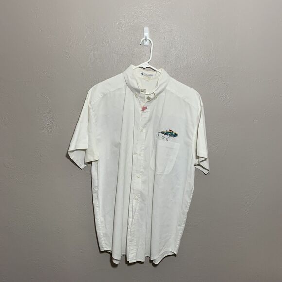 Columbia Other - Vtg Columbia Fish Embroidered Shirt Button Front Short Sleeve Sz 2XL USA Lure